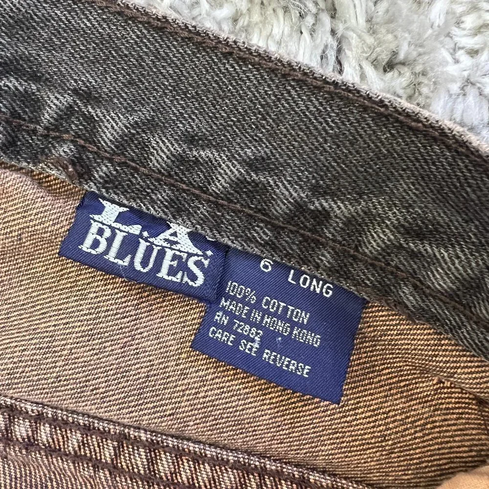 Vintage 1980s/90s LA Blues Faded Black High Waist Straight Leg Jeans - Picture 5 of 7